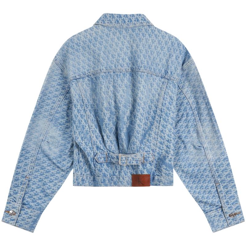 Calvin Klein Amerikanischer Stil Retro-Print Baumwoll-Denimjacke Damenjacke 47C782G