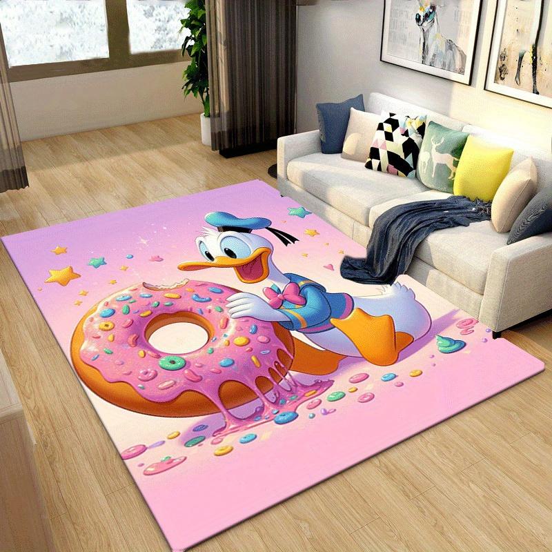 1pc Donald Duck Pattern Area Rug Soft Flannel Floor Mat for Living Room,Office,Bedroom and Carpet,Sofa Coffee Table Floor Mat