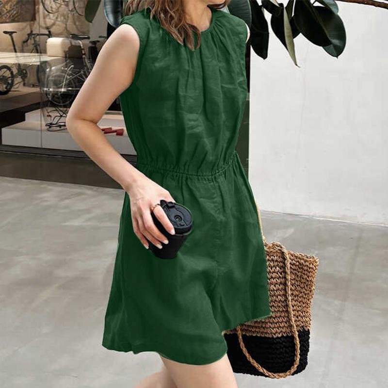 

ZANZEA Women Casual Round Neck Sleeveless Summer Short Jumpsuits 5XL