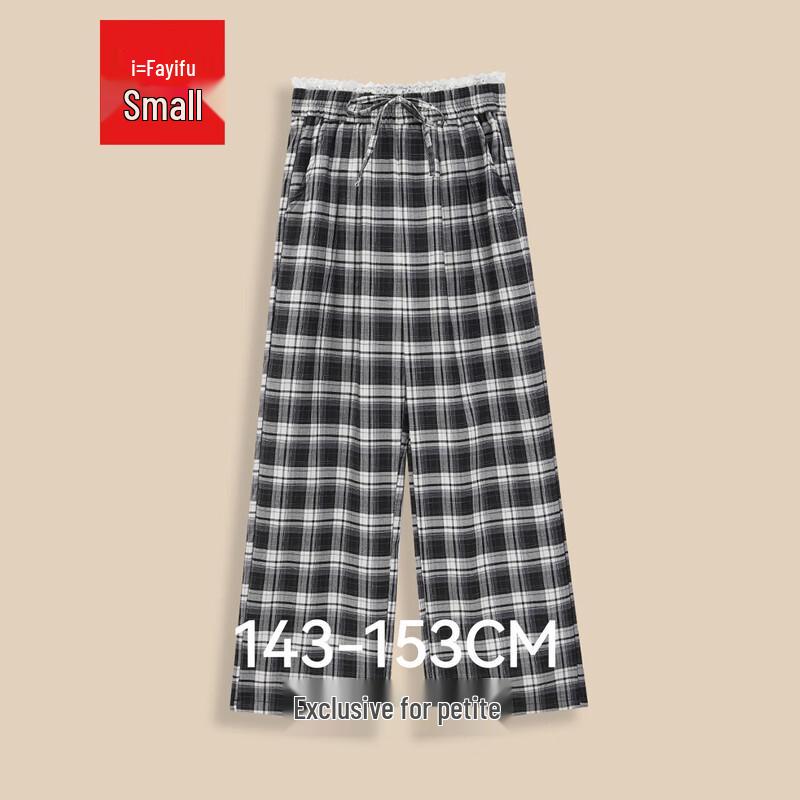 IEF Petite Korean Style Checked Wide-Leg Pants XS