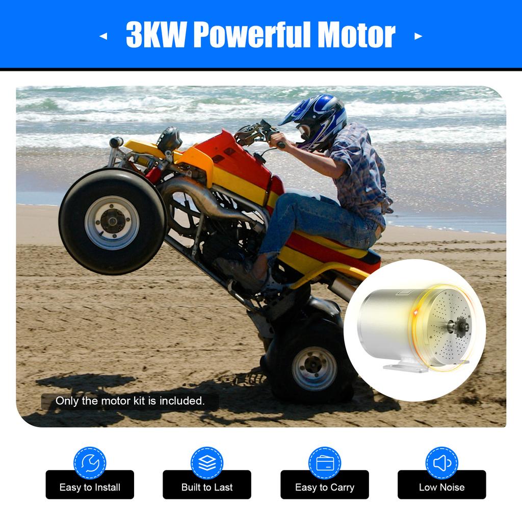 3KW Brushless Motor Kit, 48-72V Electric Bike Conversion Kit with Pedal Accelerator for Scooter E-bike Go Kart DIY Modification