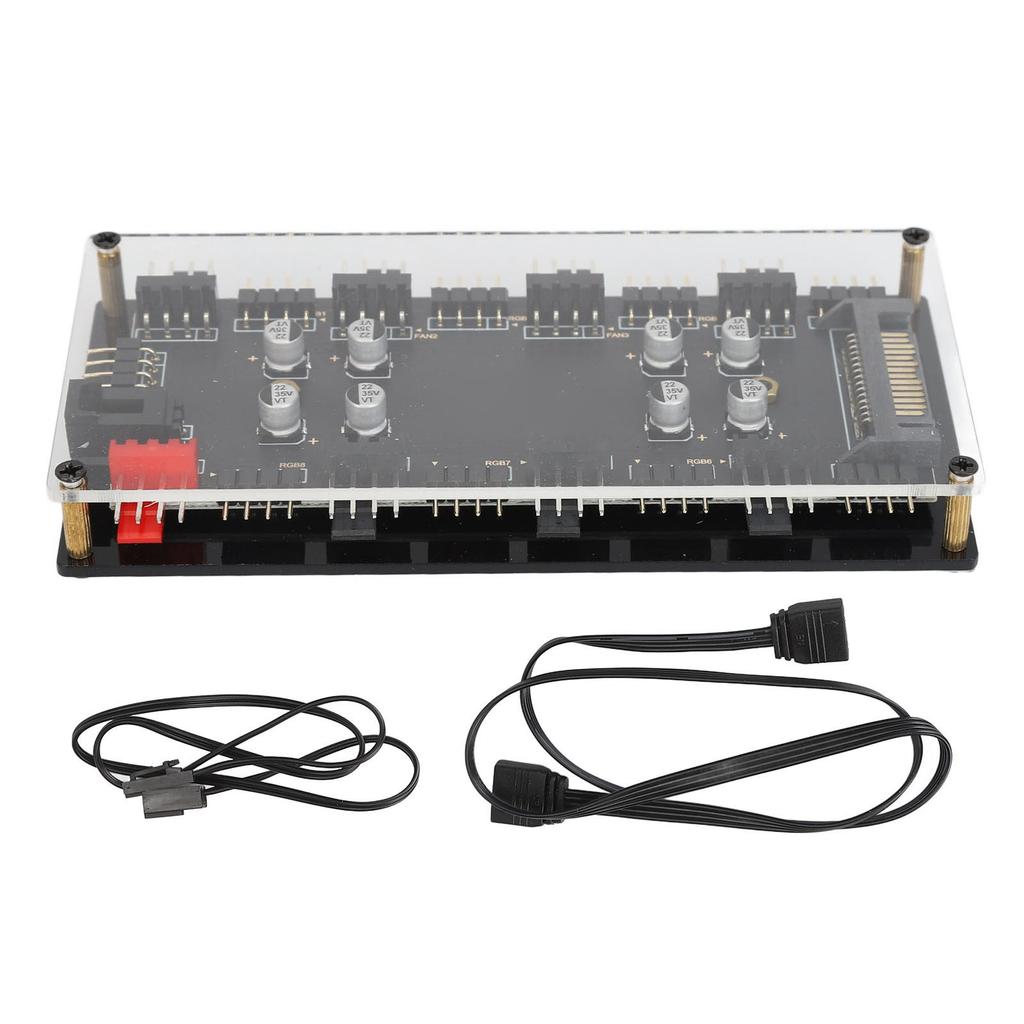 12V 4PIN ARGB PWM Hub Professional 2 In 1 RGB Dimming PWM Temperature Control Speed Regulation 8 Ports for Computer