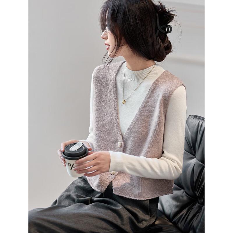 Women s Soft Pure Wool V-Neck Knitted Vest Cardigan L