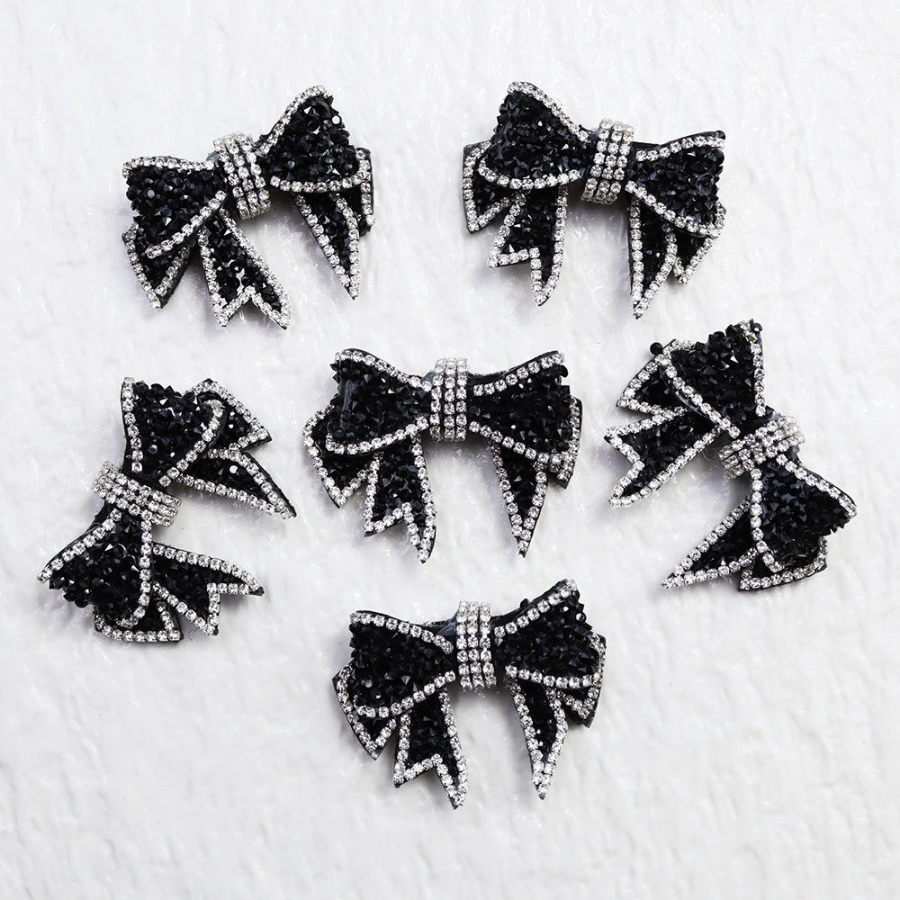 Rhinestone Bow Cotton Flower Applique for Clothes, Shoes, Bags, Boxes, and DIY Accessories