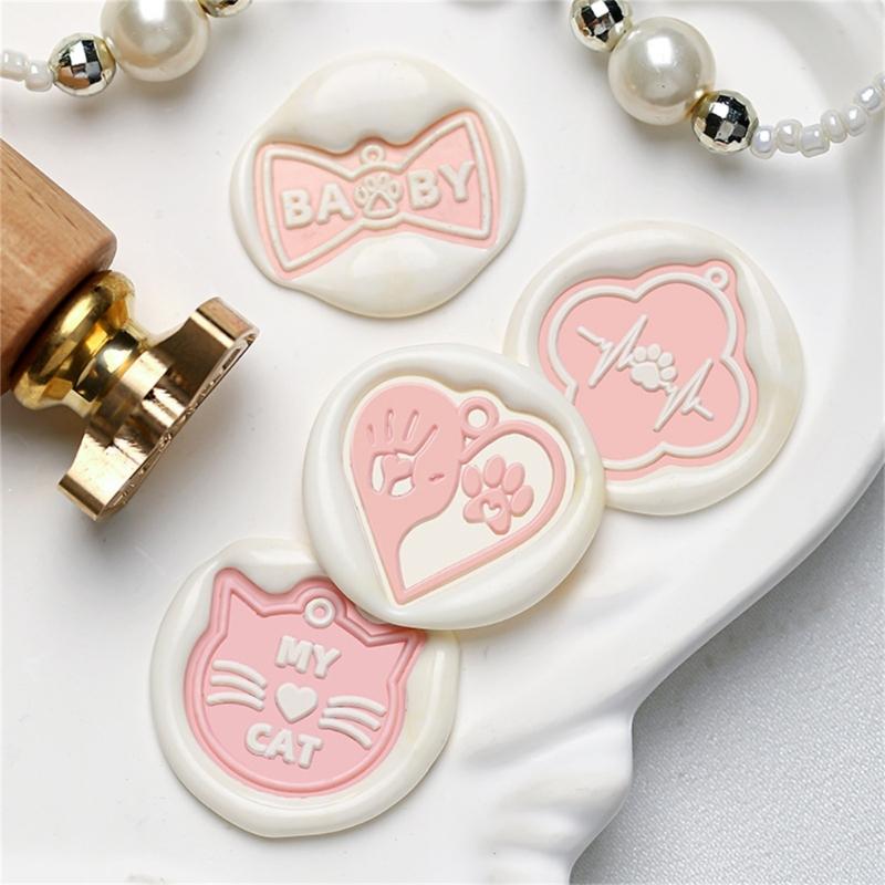 Cats Sealing Wax Stamp Pets Series Wax Seal Stamp Brass Head Dog Paws Seal Stamp for Scrapbooking Invitations Decoration
