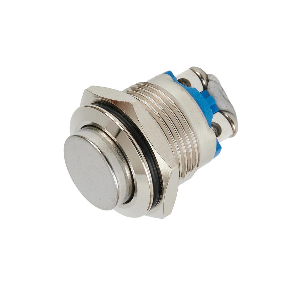 12V Tlačítkový spínač 16mm Kovový Vodotěsný Nárazuvzdorný