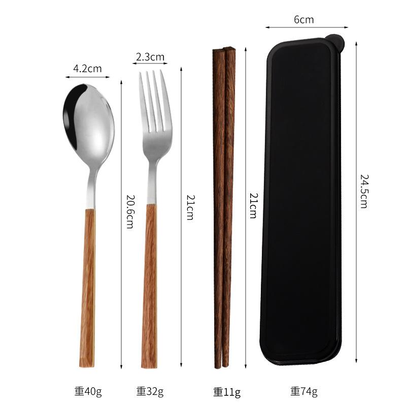 3-teiliges tragbares Besteckset aus Edelstahl, Löffel, Gabel, Stäbchen, für Studenten, Reisen, koreanisches tragbares Besteckset, Küchenzubehör