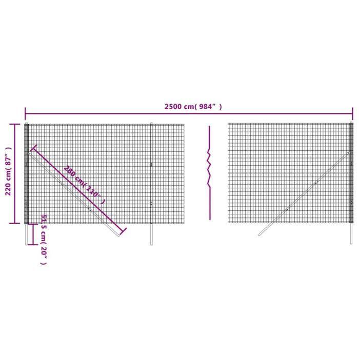 VidaXL Wire Mesh Fence, Decorative Fence Panel, Garden Patio Outdoor Protection Barrier, 154207