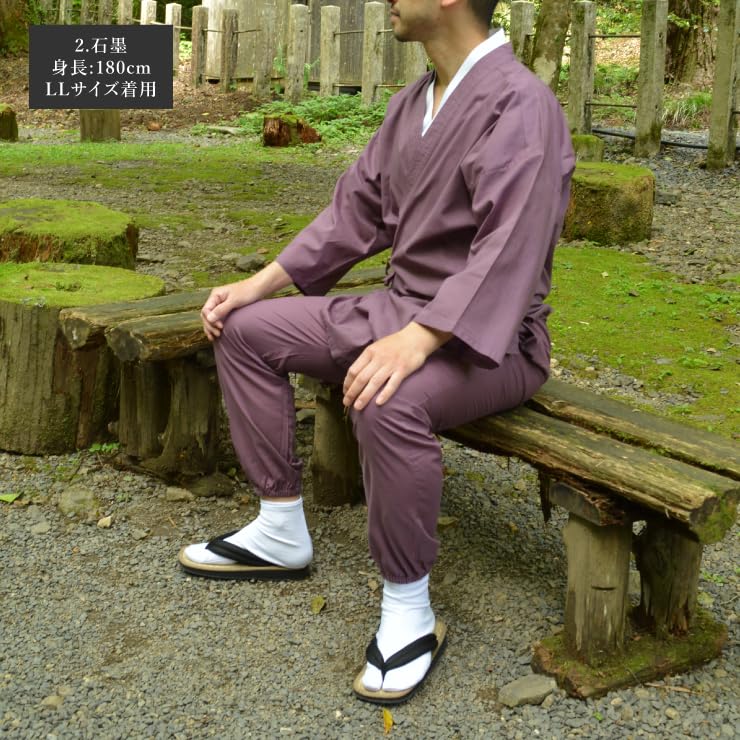 Cotton LL Summer Work Japanese 100% Samue, Thin, Size, Graphite, Purple, Men's, Gentleman, Summer, Festival, Cotton, Pants, Clothes, Nightwear,