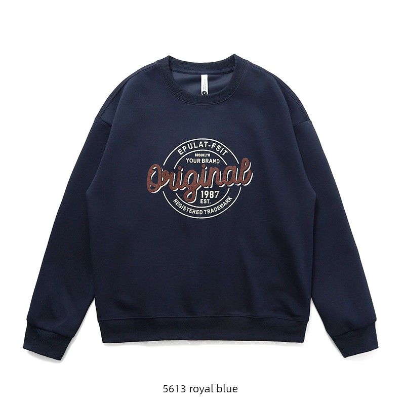 American Retro Trendy Brand Printed Round-Neck Sweatshirt for Men 2024 New Spring and Autumn Style Top Foreign Trade Men's Casual Jacket