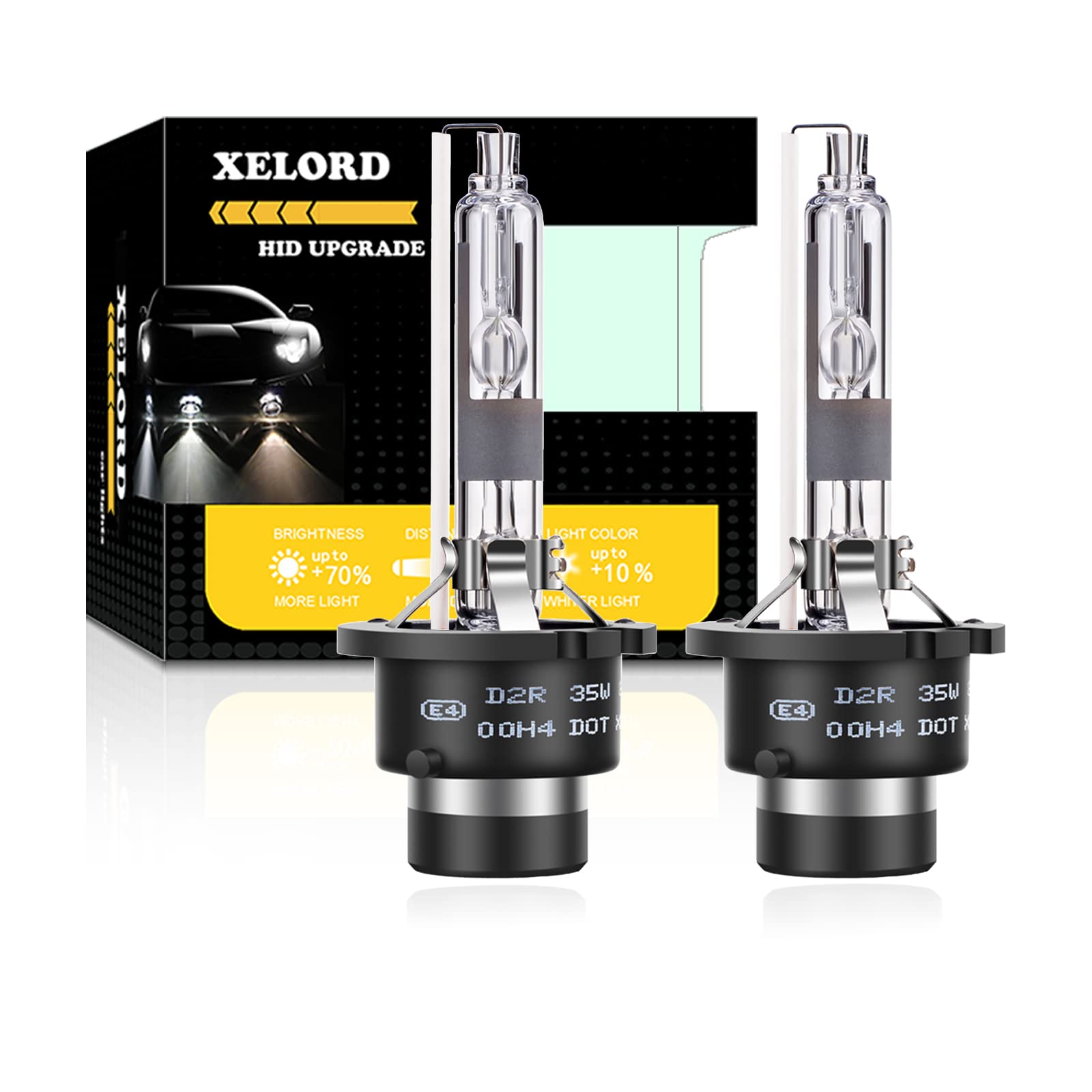 

XELORD Car Headlight D2R HID Bulb 6500K, Vehicle Inspection Compliant, White Up, 35W 12V, Replacement Bulb for Original D2R (2-Pack)...