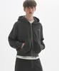 M.C Unisex, Felpa con cappuccio e zip tinta in pigmento con logo / Carbone
