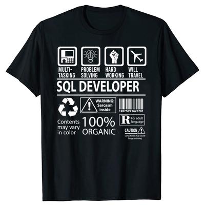 Funny Sql Developer Multitasking Job Graphic T-shirts Men Women's Fashion Casual Tshirt 100% Cotton Loose Oversized T Shirt