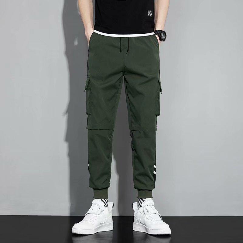 New Pants Men's Korean Version Trend Loose Student Ins Nine Points Chic Casual Overalls Trendy Brand Tied Feet