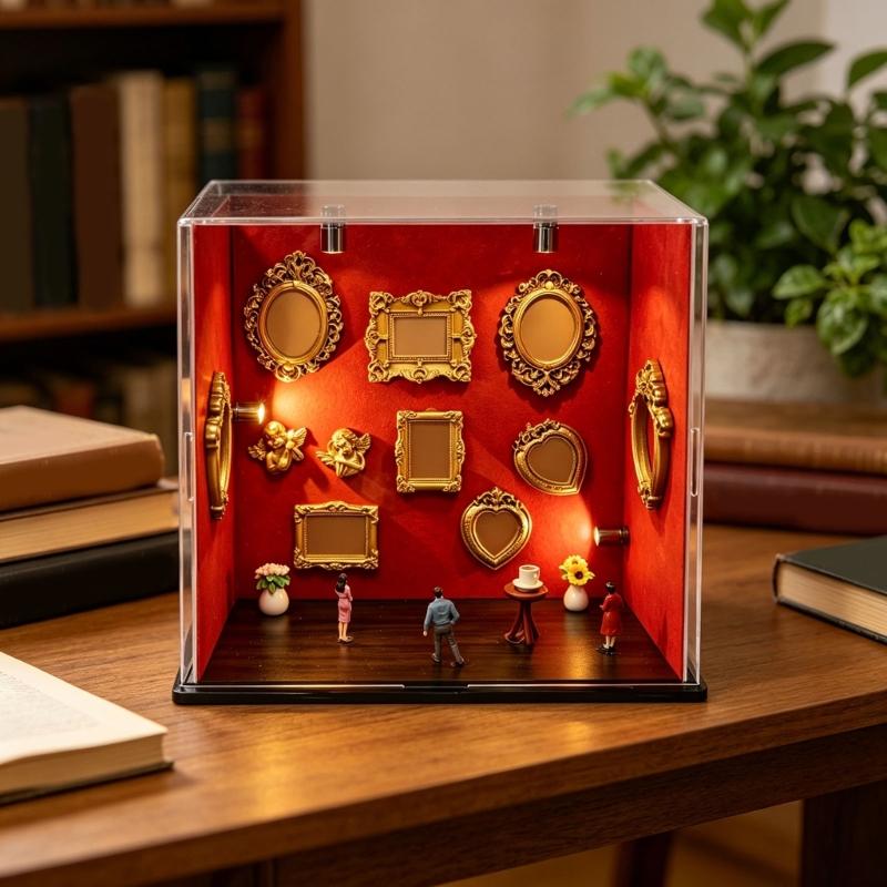 Handcrafted Memory Shadows Box Set with 9 Small Frame and Accessories Elegant Wall Hanging Deck for Home Display
