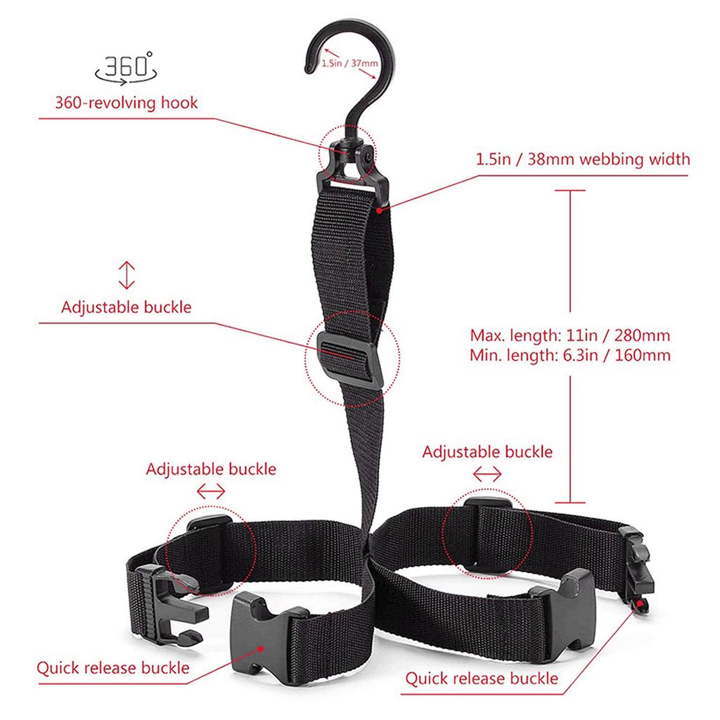 Outdoor Fishing Wader Boot Hanger 360° Rotating Buckle Adjustable Wader Boots Strap for Fishing