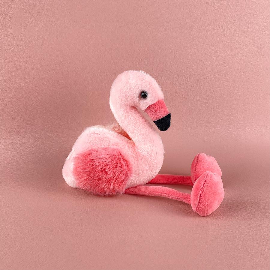 Long-haired Flamingo Doll Plush Toy Love Bird Doll Girl Heart Backpack Keychain Pendant Gift