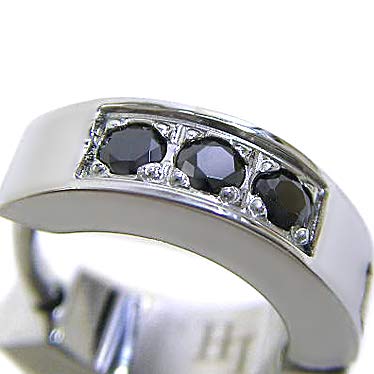 [LION HEART Single earrings, stainless steel, black cubic, LHMP004NS