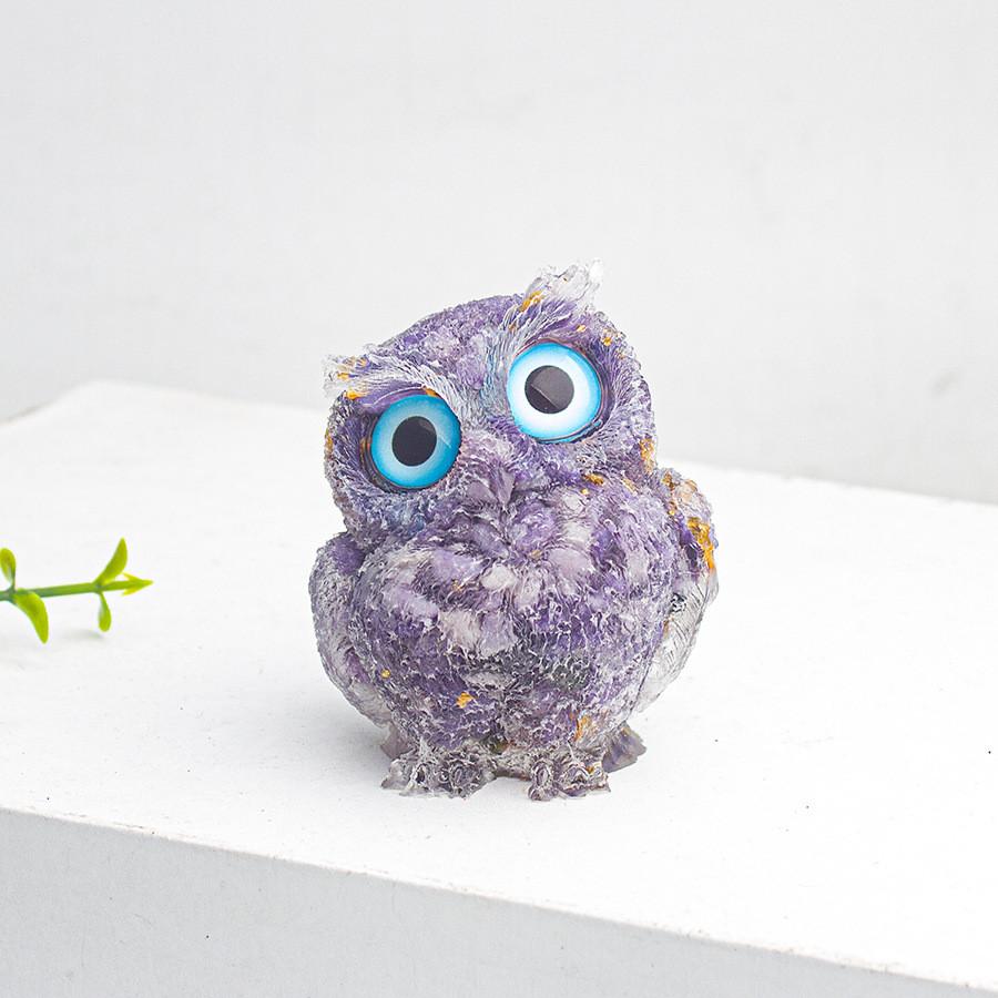 Natural Crystal Owl Car Ornament For Office Desk Decor Gift For Kids