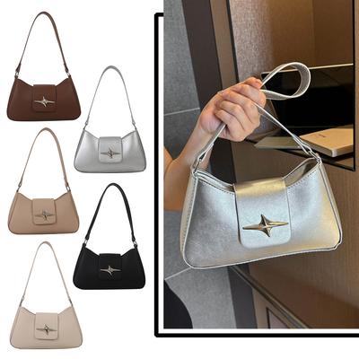 Women Ladies Handbag with Zipper Vintage Bag PU Leather Sequin Outdoor Leisure Bag for Female