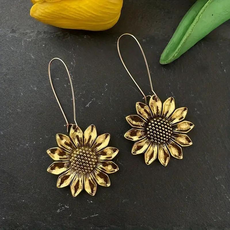 Bohemian Style Fashion Sunflower Drop Earrings for Women Engagement Weddings Flower Dangle Earrings