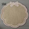 Anti-oil Stain Placemat with Petal Shape And Bow Embroidery Table Mat Round Afternoon Tea Heat Insulation Non-Slip Oil Resistant for Dining