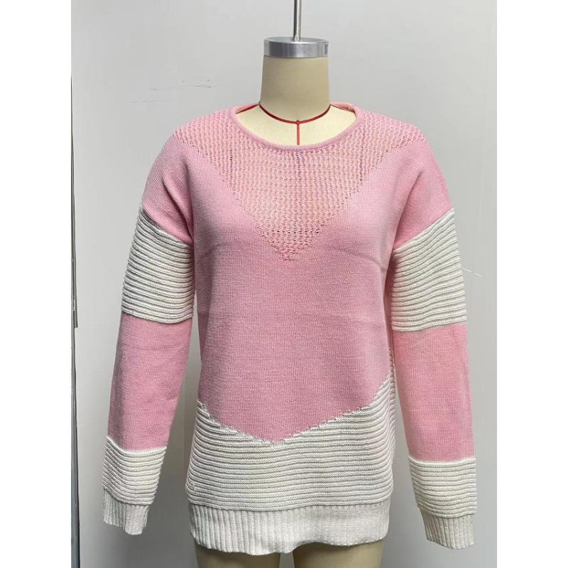 Women S Crew Neck Long Sleeve Pullover Knit Sweater Vintage Winter Top
