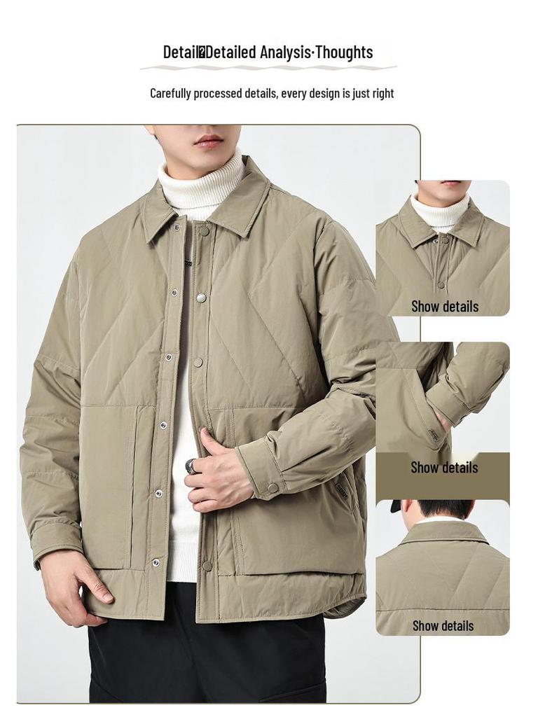Men's Winter White Duck Down Lightweight Casual Jacket - New Loose Fit, Warm, Versatile, Trendy Style, Plus Size Available