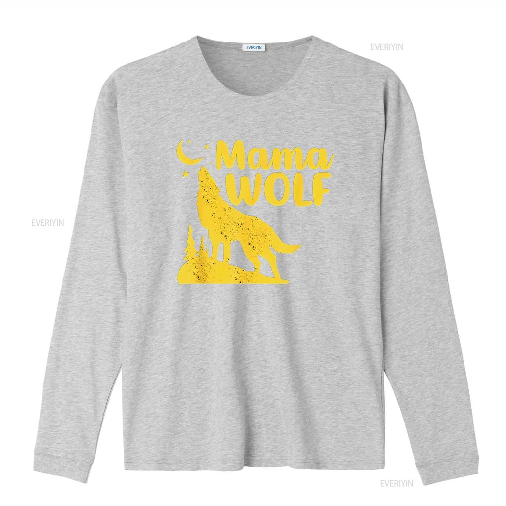 Womens Mama Wolf And Moon Momma Howling Funny Animal T Shirt Black vintage Washed homme Casual Stylish designer clothes