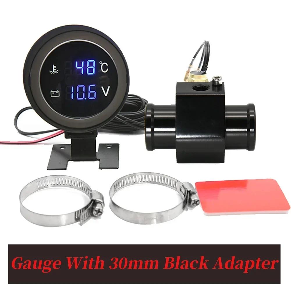 2 IN 1 Water Temperature Gauge Digital Led Voltmeter Water Temp Joint Pipe Sensor Car Truck Motorcycle Car Temperature Sensor