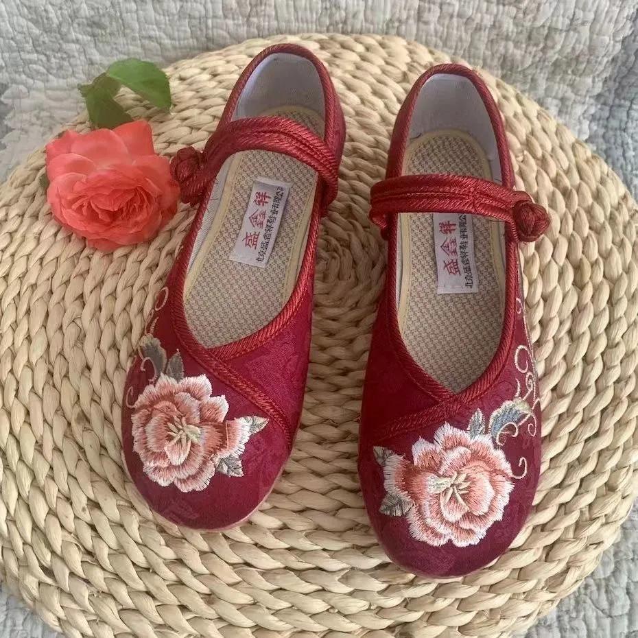 

zapatos de mujer women fashion wine red buckle strap anti skid shoes lady classic pink floral embroidery shoes ab349 35