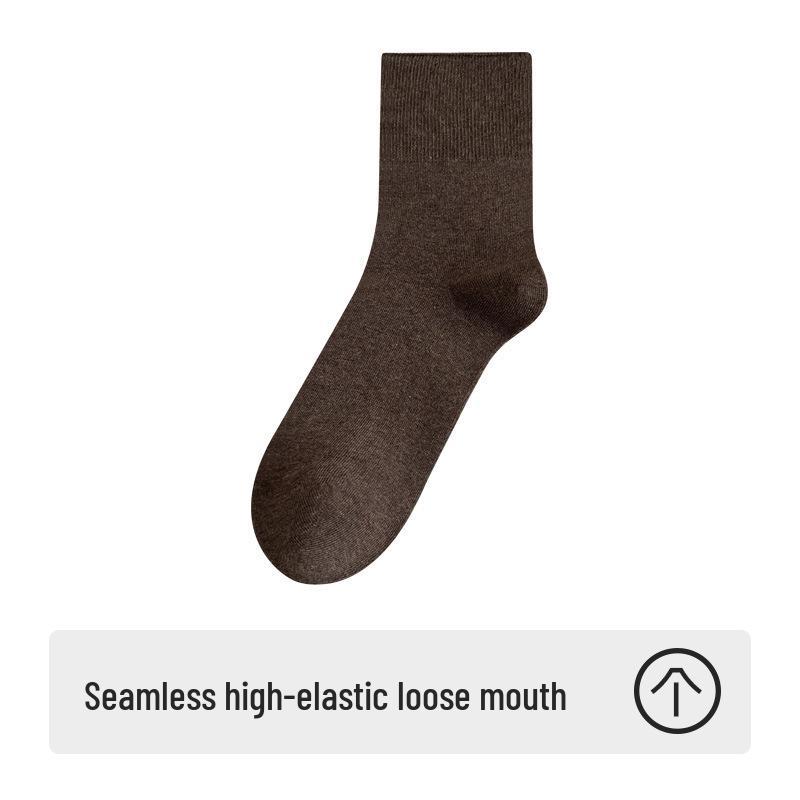 Women's Loose-Mouth Pure Cotton Mid-Calf Socks - Anti-Constriction, Antibacterial, Anti-Odor, Suitable for Autumn & Winter