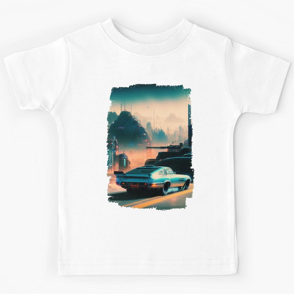 Car in Futuristic Landscape Kids T-Shirt 140