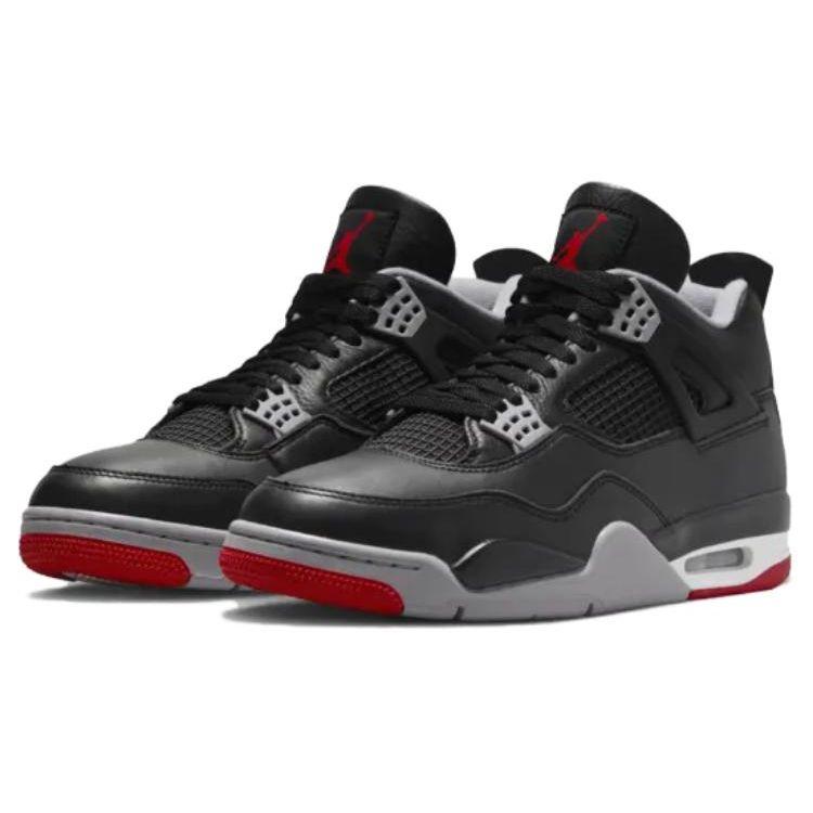 Air Jordan 4 Retro Bred Reimagined Unisex Sneakers Black Fire-Red Cement-Grey FV5029-006
