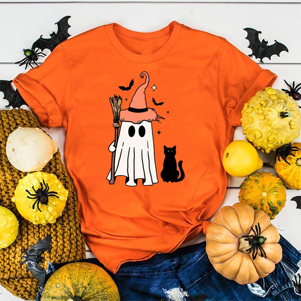Halloween Unisexs Shirt Cute Halloween Ghost Shirt Halloween Party ShirtUnisex Summer Round Neck Tee Shirt Femme TShirts