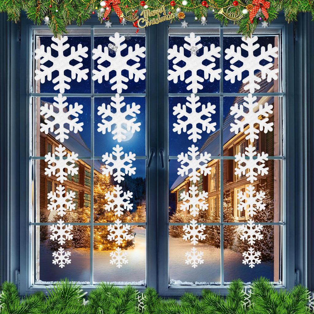 Snowflake Ornaments 21 Pieces Artificial Christmas Pendant Decor Festival Window Snowflake For Winter Outdoor Home Holiday Table