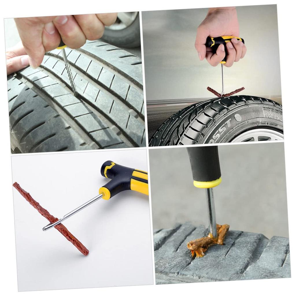 Beatifufu 4 Pack Professional Tire Repair Tool Set Tire Puncture Repair Device Spiral Insert Tool for Quick Repair