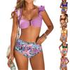Damen-Bikini-Badeanzug, zweiteilig, mit Schlitz, Sport-Badeanzug