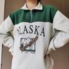 Vintage Fermuarlı Kadın Sweatshirtleri Sokak Giyimi Mektup Baskılı Kapşonlular Kadın Temellere Dönüş Bol Sweatshirt Polarlı