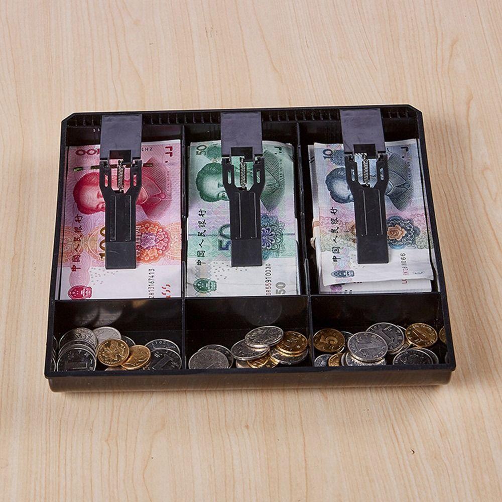 Multi-grids Cashier Box Plastic Clip Multifunctional Drawer Cash Tray Plastic ABS Compartments for Money Storage Storage Box