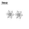 S925 Silver Zircon Snowflake Stud Earrings - Korean Style Christmas Gift for Girls