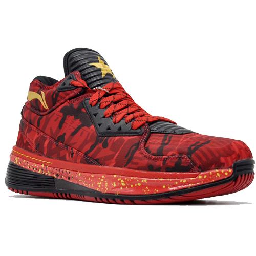 Li Ning WOW 2 Way Of Wade 2 Lei Feng Schraubendreher Mittelhohe Basketballschuhe Herren Rot Schwarz Gelb ABAH017-15