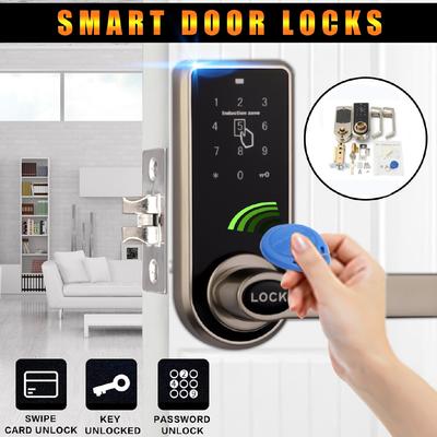 Home Security Smart Code Door Lock Keypad Card Intelligent Digital Keyless I-way Zinc Alloy Stainless Steel Silver
