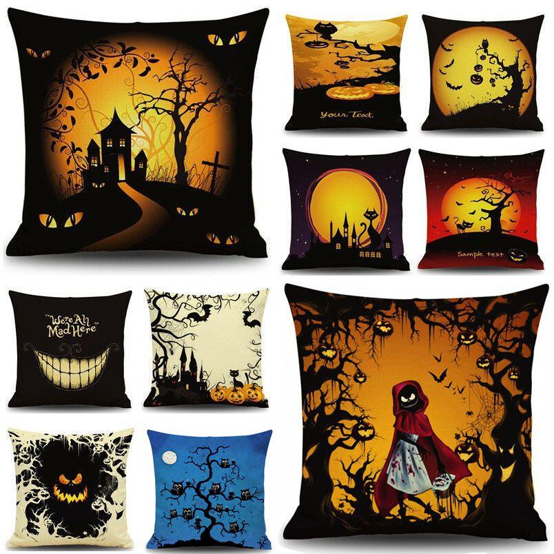 Stylish Invisible Zipper Halloween Cushion Cover For Sofa And Bed
