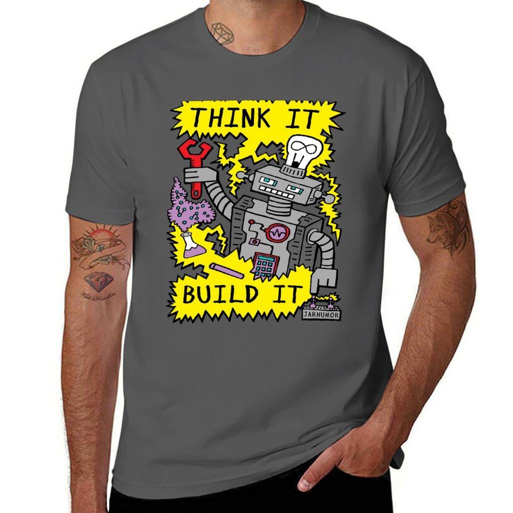 Think Build Robot TShirt t shirts for man slim fit anime t shirts for man TShirt