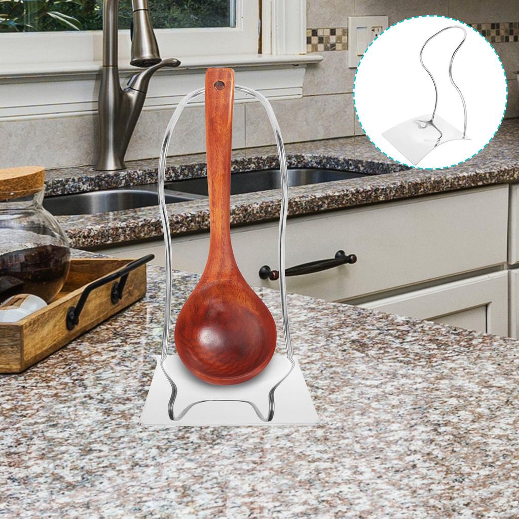 Stainless Steel Spoon Rest Holder for Kitchen Restaurant Countertop Ladle Spoon Utensil Drain Rack Heat Resistant Sturdy Elegant
