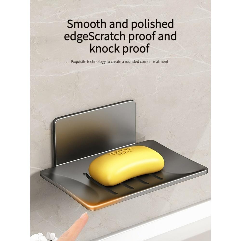 No Need For Drilling Aluminum Alloy Soap Holder Bathroom Soap Dish With Drain Water Wall Mounted Soap Box Bathroom Accessories