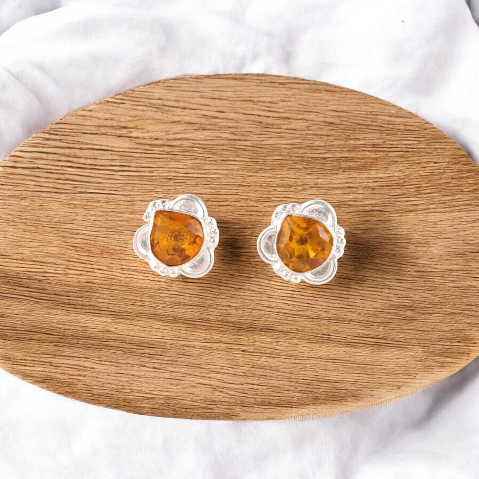 

Citrine Gemstone Earrings 925 Sterling Silver Handmade Jewelry Christmas Gift EE-159-7