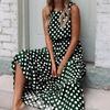 Vestidos largos de mujer con cuello redondo y estampado de lunares versátiles de moda primavera-verano