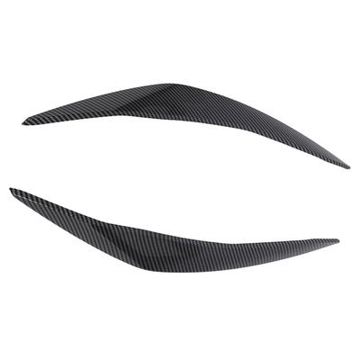 2 Pcs Headlight Eyebrow Left Right Front Light Eyelid Cover Trim for 5 Series F10 Pre‑LCI 2010 To 2013 Carbon Fiber
